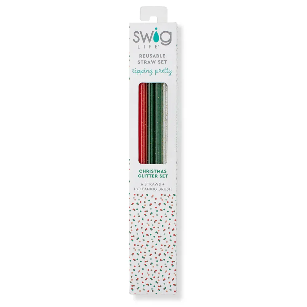 Swig Straw set Christmas Glitter