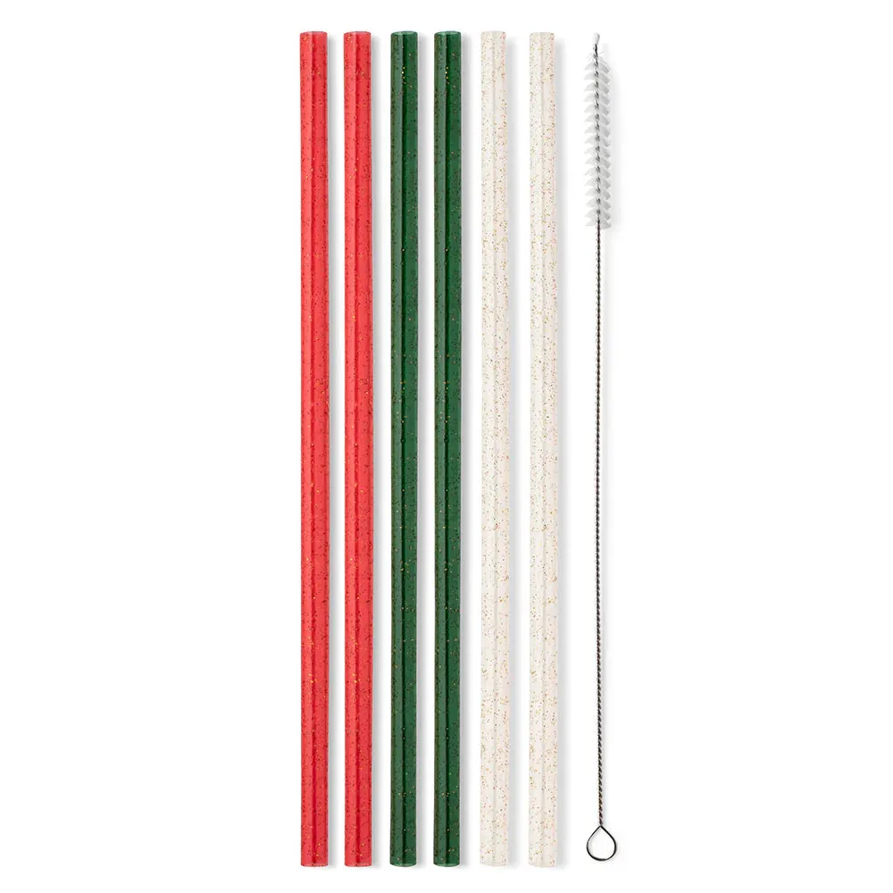 Swig Straw set Christmas Glitter