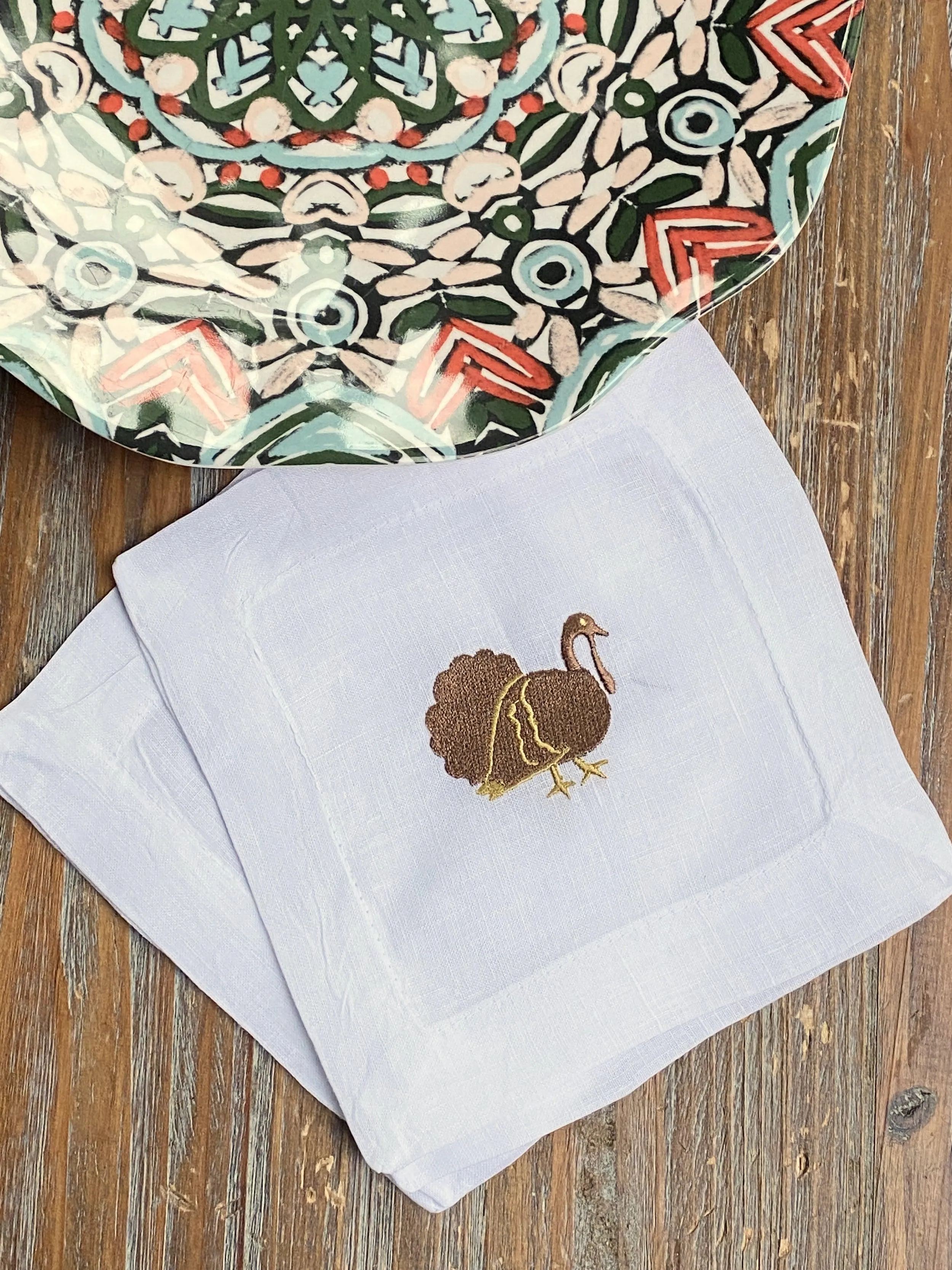 Thanksgiving Turkey Cloth Cocktail Napkins, Set of 4