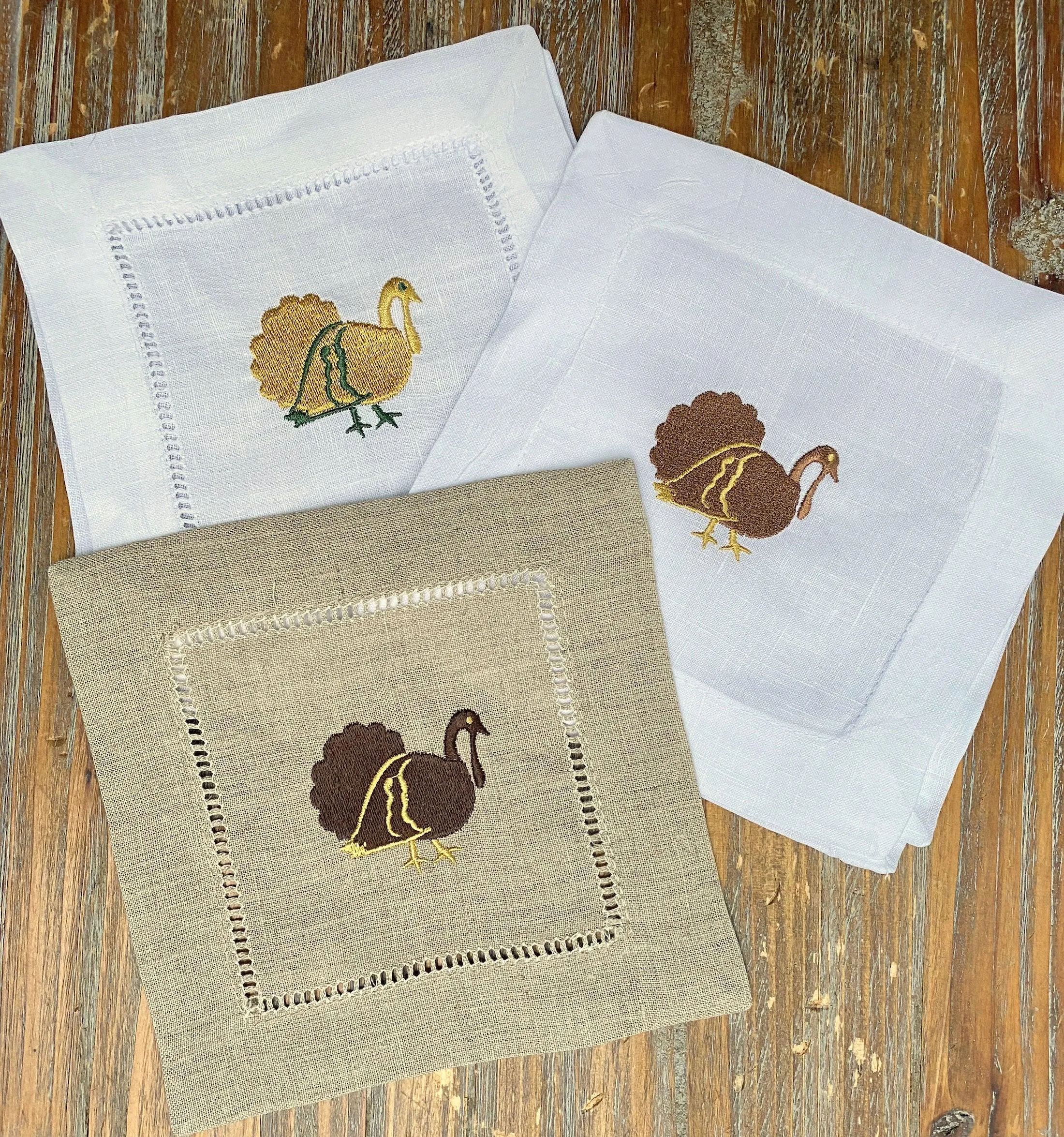 Thanksgiving Turkey Cloth Cocktail Napkins, Set of 4