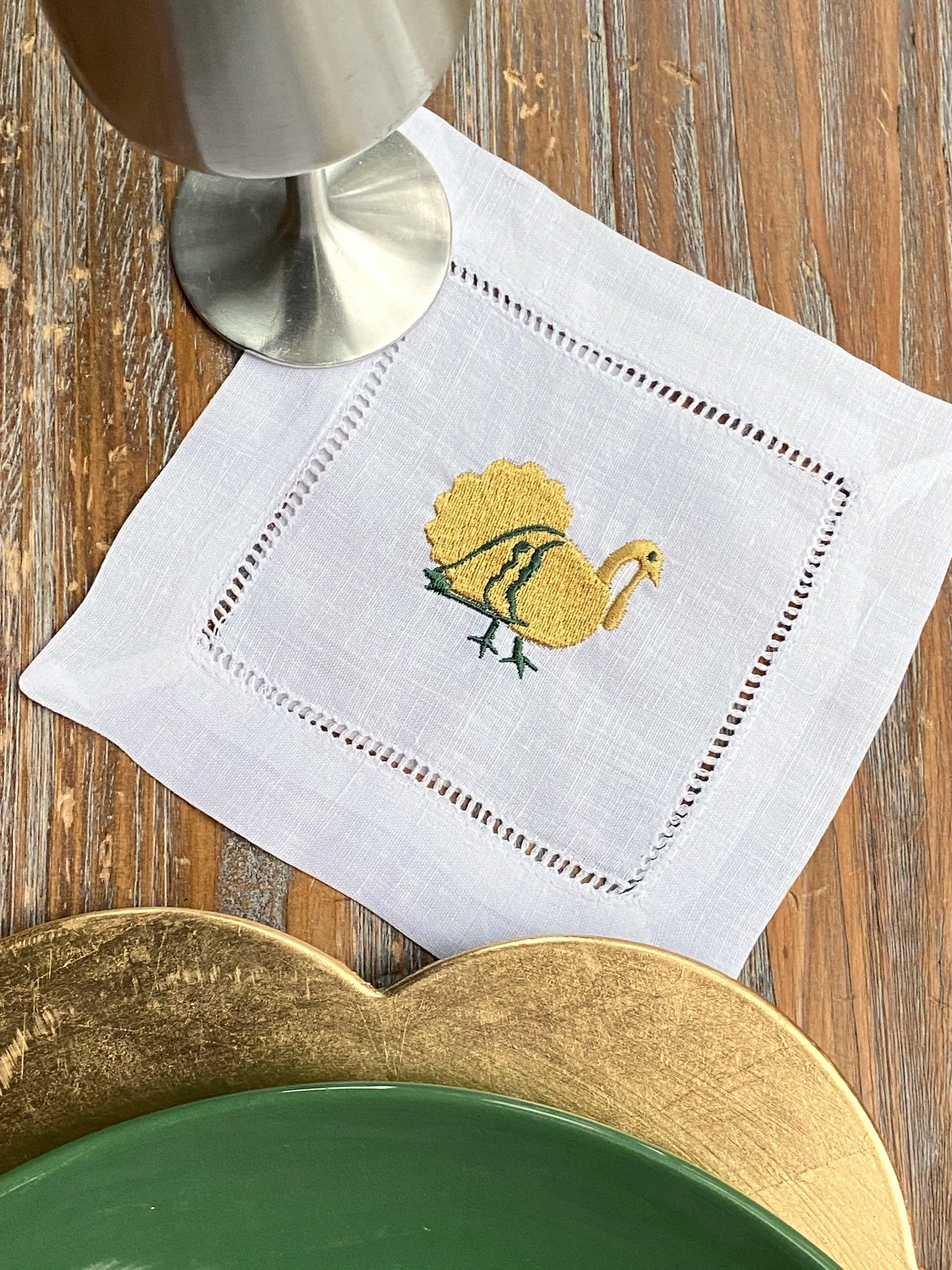 Thanksgiving Turkey Cloth Cocktail Napkins, Set of 4