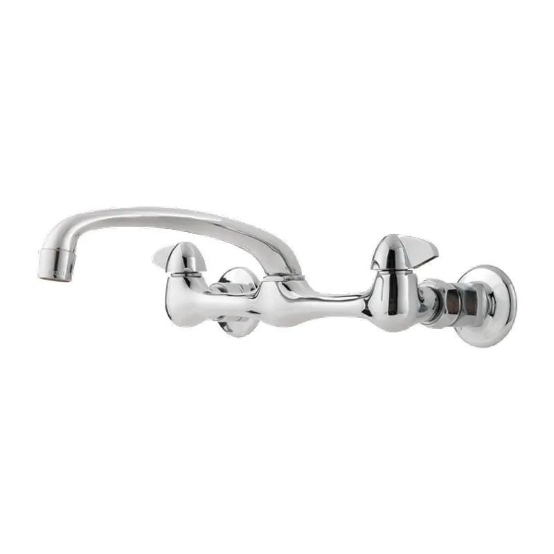 Two-Handle Wall Mount Kitchen Faucet in Polished Chrome