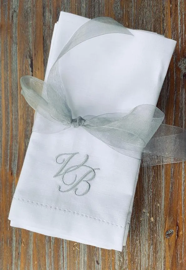 Two Initial Sophia Monogrammed Cloth Napkins - Set of 4 Duogram Napkins