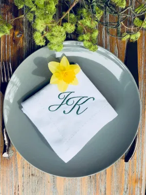 Two Initial Sophia Monogrammed Cloth Napkins - Set of 4 Duogram Napkins