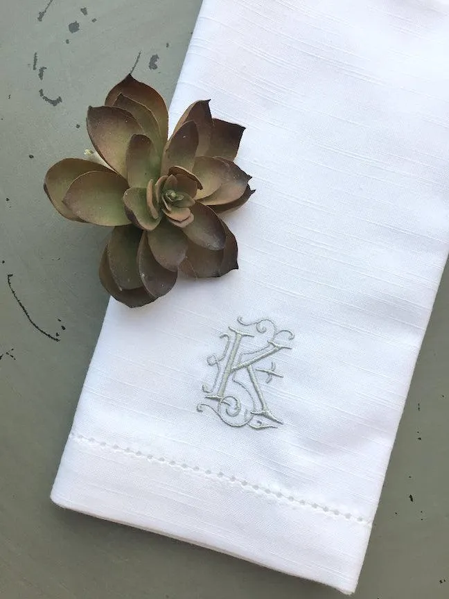 Victoria Monogrammed Embroidered Cloth Dinner Napkins - Set of 4 napkins