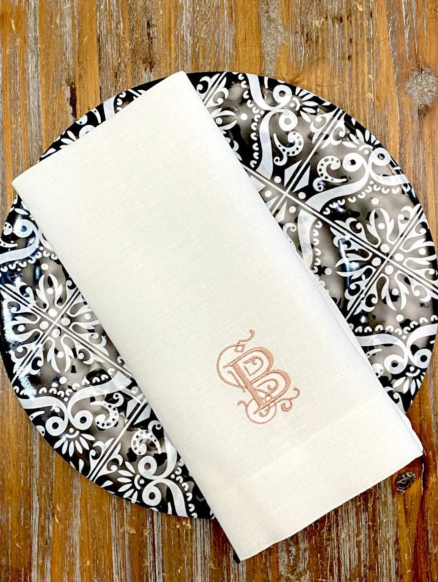 Victoria Monogrammed Embroidered Cloth Dinner Napkins - Set of 4 napkins